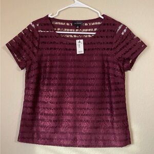 NWT The Limited Burgundy Lace Short Sleeve Top Size: XS